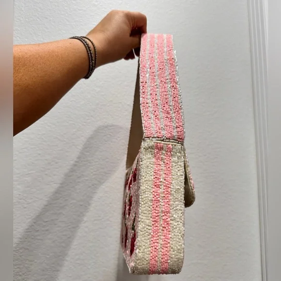 NEW Cherry Print Beaded Handbag - Picture 4 of 16